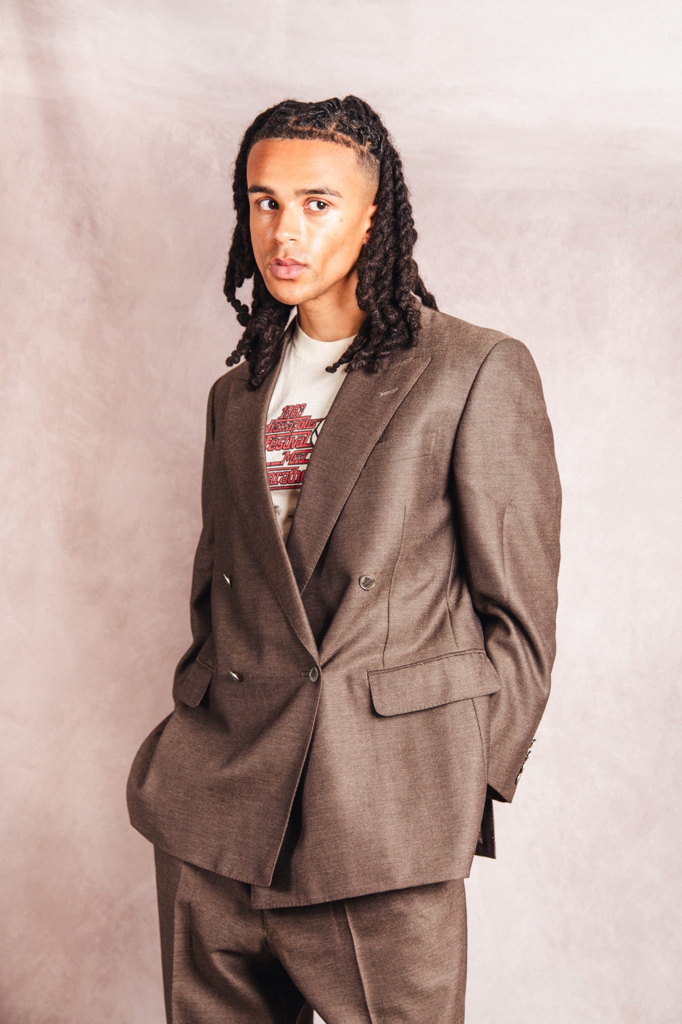 1990's Burberry Double Breasted Brown Two-Piece Suit | Medium, Multicoloured