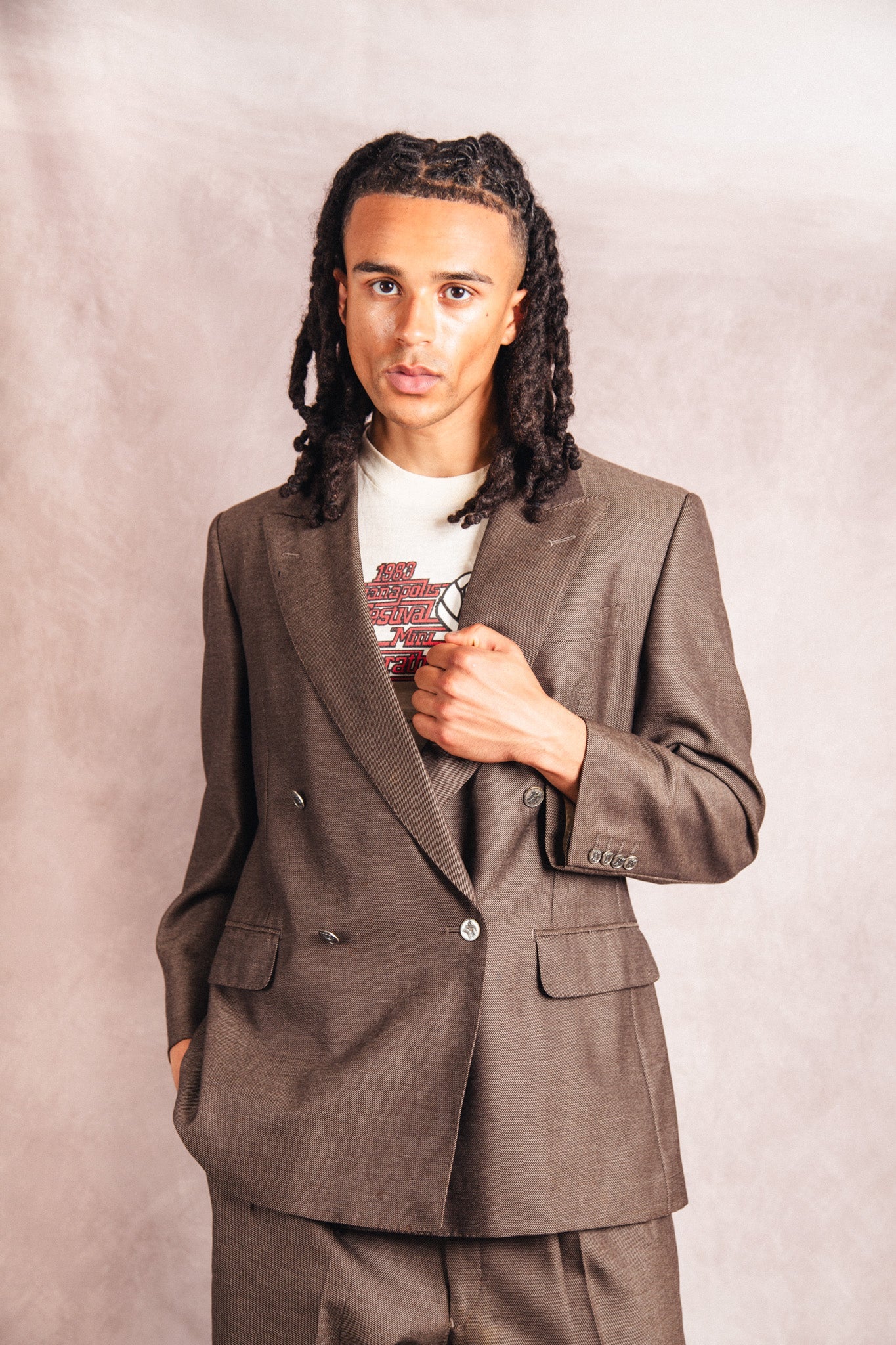 1990's Burberry Double Breasted Brown Two-Piece Suit | Medium, Multicoloured