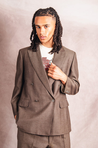 1990's Burberry Double Breasted Brown Two-Piece Suit | Medium, Multicoloured