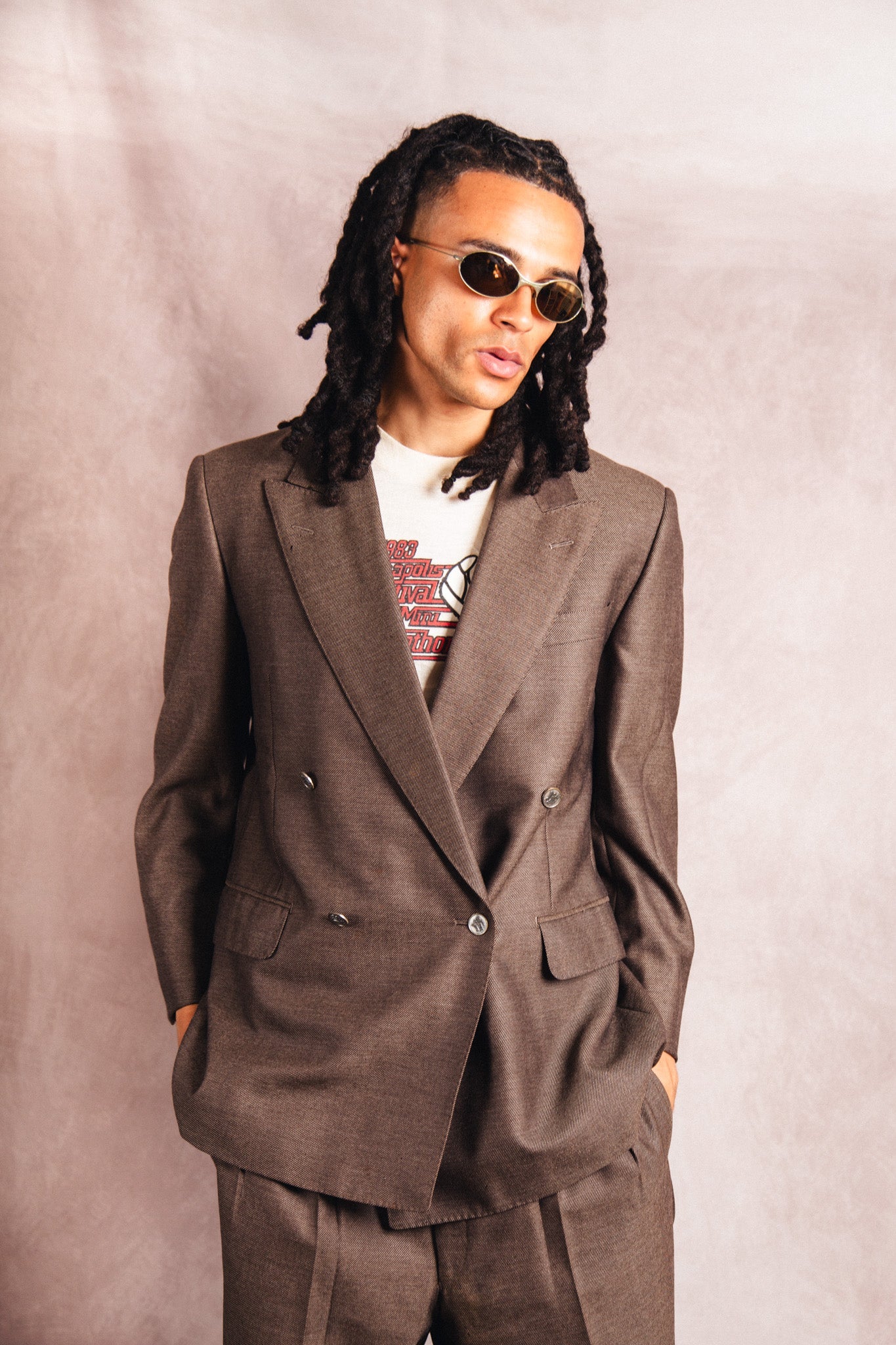 1990's Burberry Double Breasted Brown Two-Piece Suit | Medium, Multicoloured