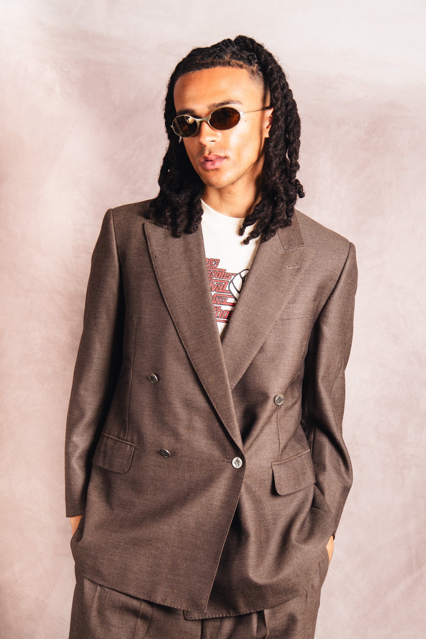 1990's Burberry Double Breasted Brown Two-Piece Suit | Medium, Multicoloured