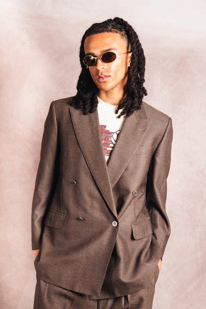1990's Burberry Double Breasted Brown Two-Piece Suit | Medium, Multicoloured