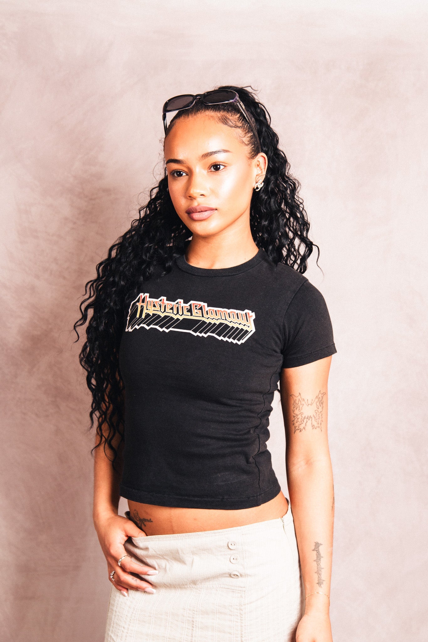 1990's Hysteric Glamour 70s Rock Graphic Baby Tee | Extra Small, Multicoloured