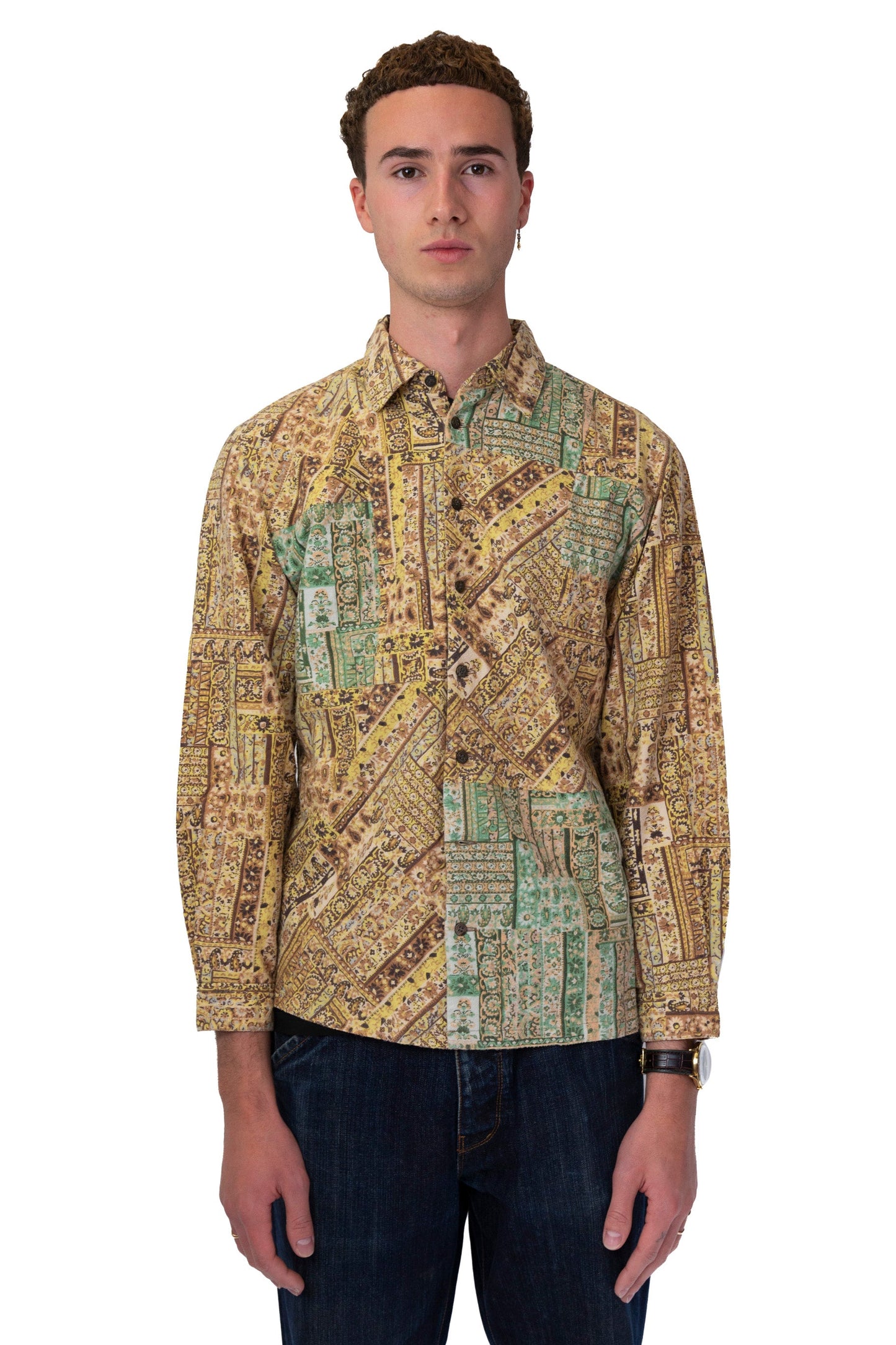 Issey Miyake Hai Abstract Paisley Print Button Up Shirt