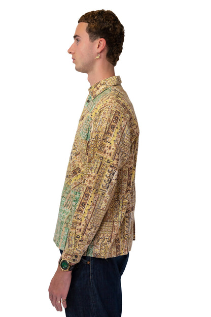 Issey Miyake Hai Abstract Paisley Print Button Up Shirt