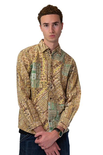 Issey Miyake Hai Abstract Paisley Print Button Up Shirt