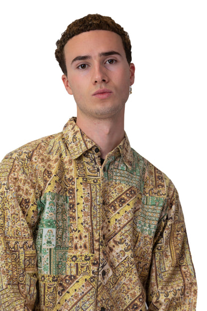 Issey Miyake Hai Abstract Paisley Print Button Up Shirt