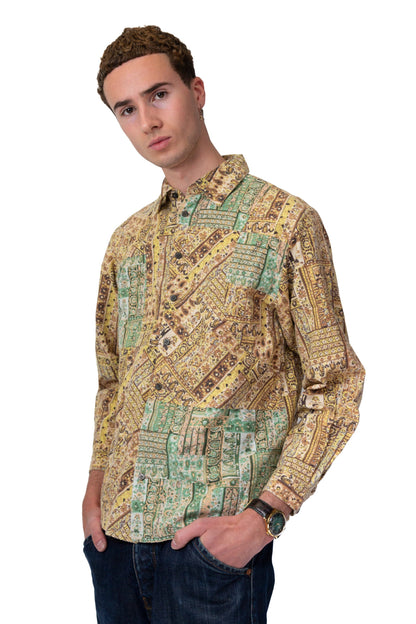 Issey Miyake Hai Abstract Paisley Print Button Up Shirt