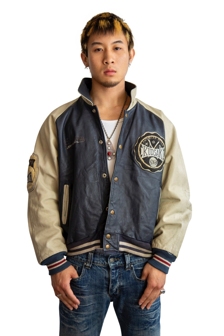 Vintage Kudsak 'Original Teddy' Leather Varsity Jacket