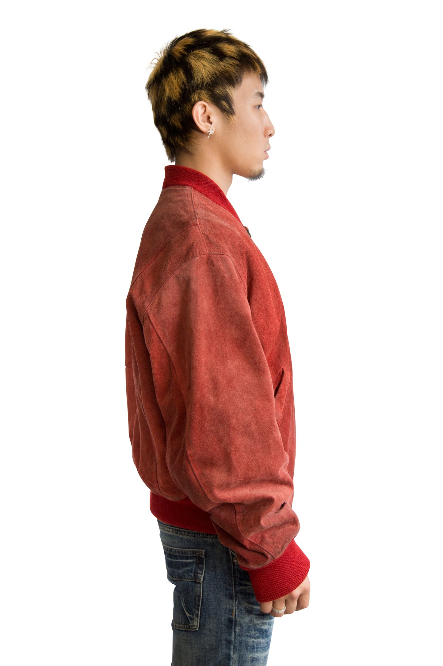 AW1996 Emporio Armani Distressed Red Suede Jacket