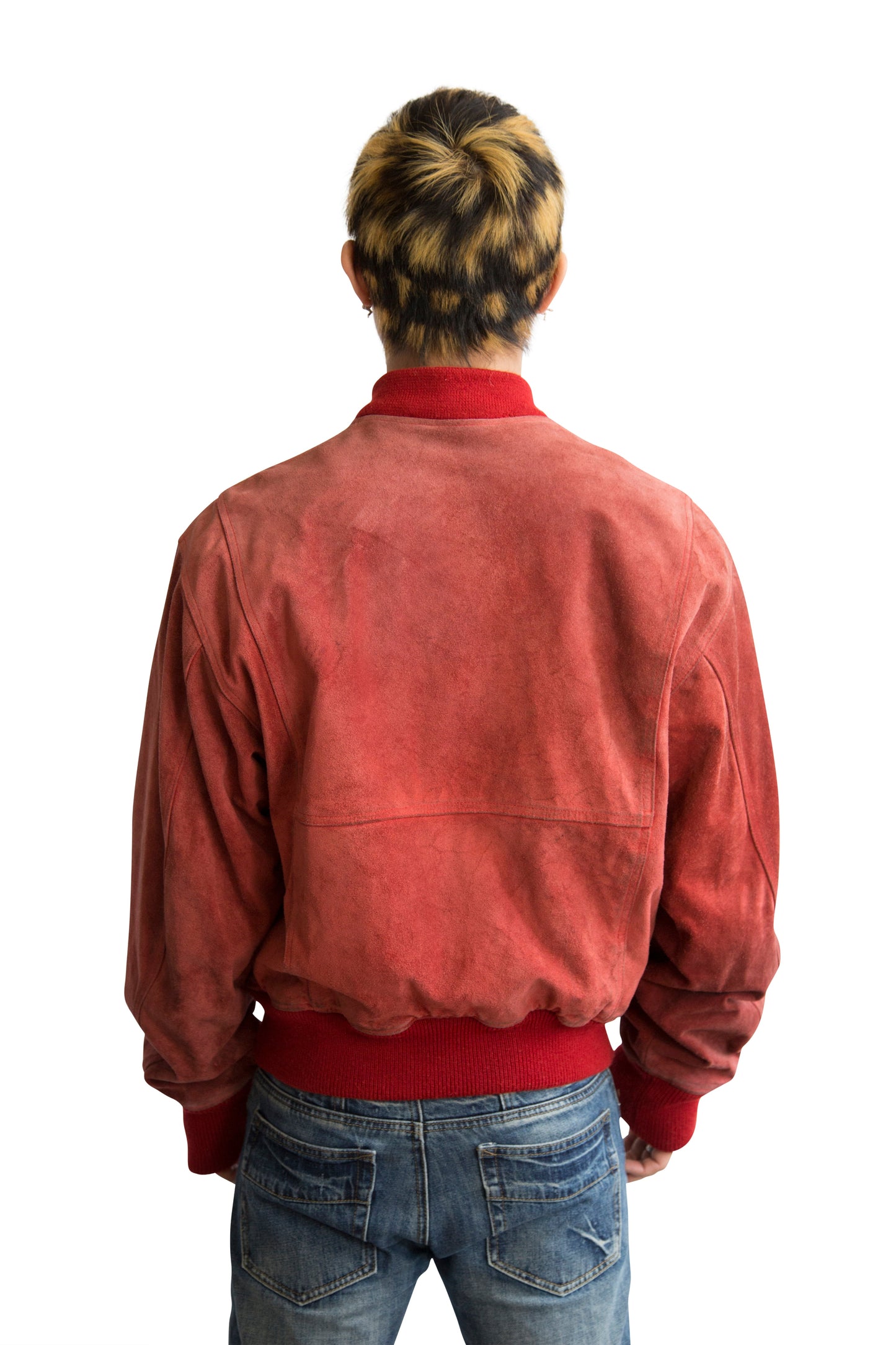 AW1996 Emporio Armani Distressed Red Suede Jacket