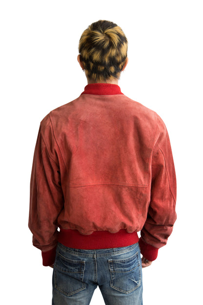 AW1996 Emporio Armani Distressed Red Suede Jacket