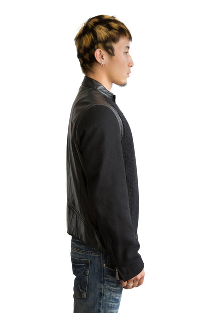 Dsquared2 Knit Panel Black Leather Jacket