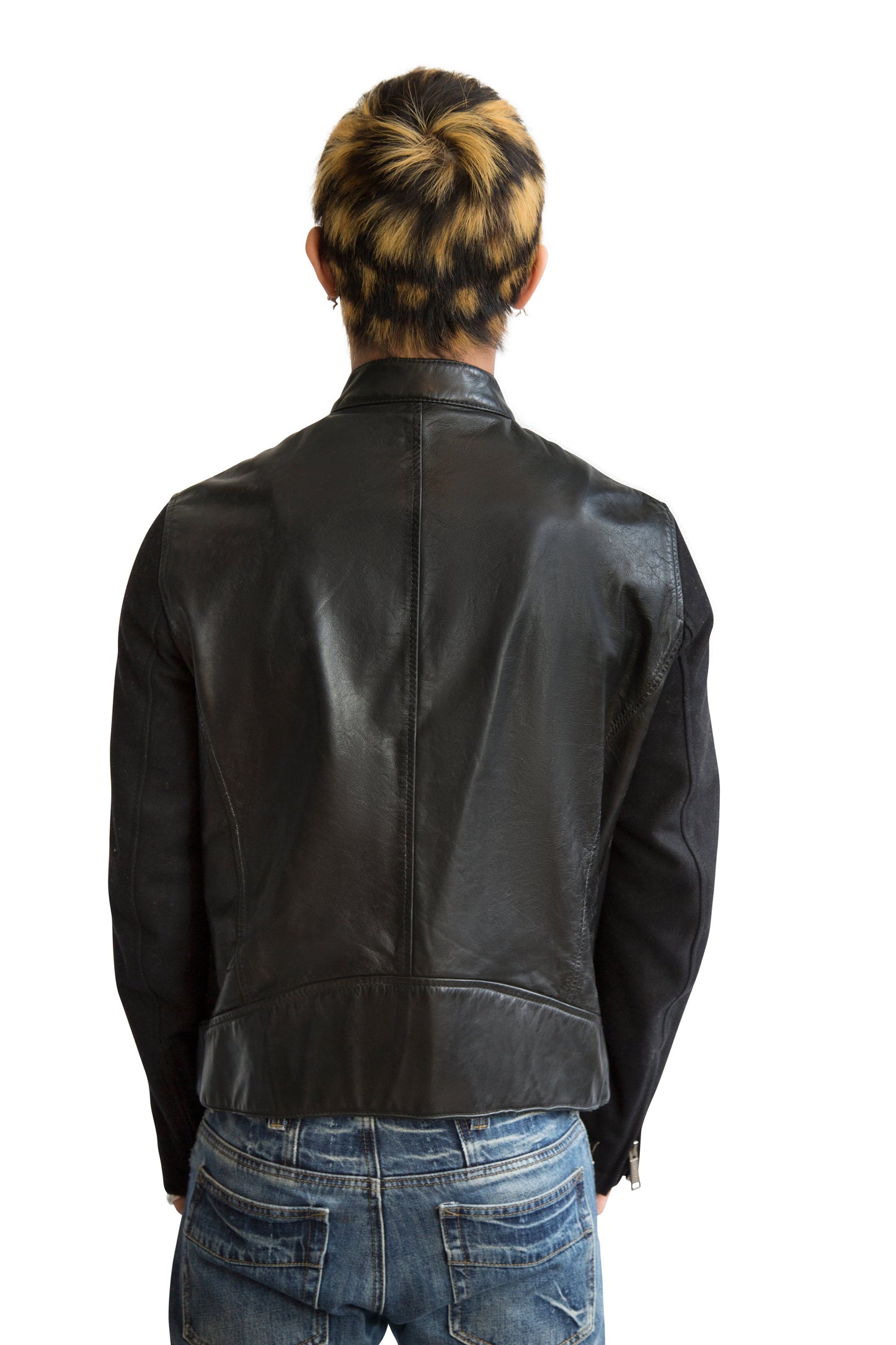 Dsquared2 Knit Panel Black Leather Jacket