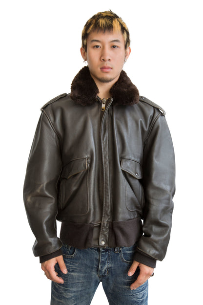 Schott Sherpa Collar Brown Leather Jacket