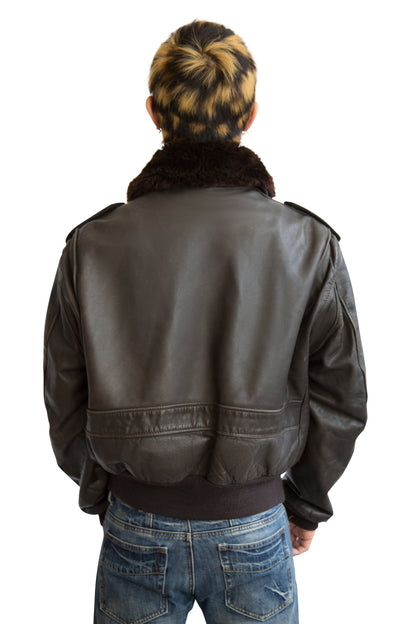 Schott Sherpa Collar Brown Leather Jacket