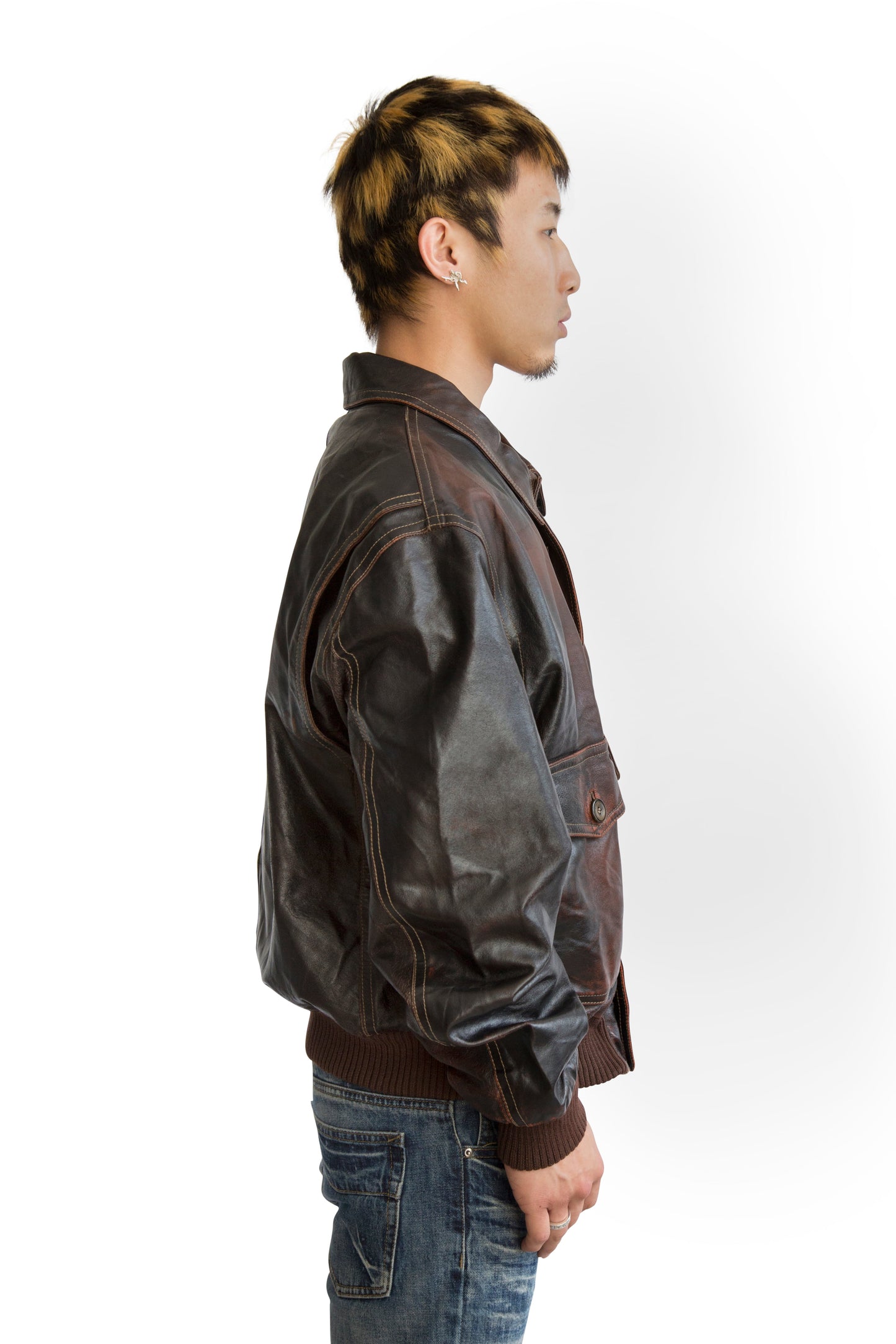 Sergio Valentino Distressed Orange Leather Jacket