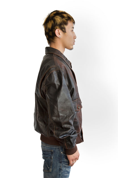 Sergio Valentino Distressed Orange Leather Jacket