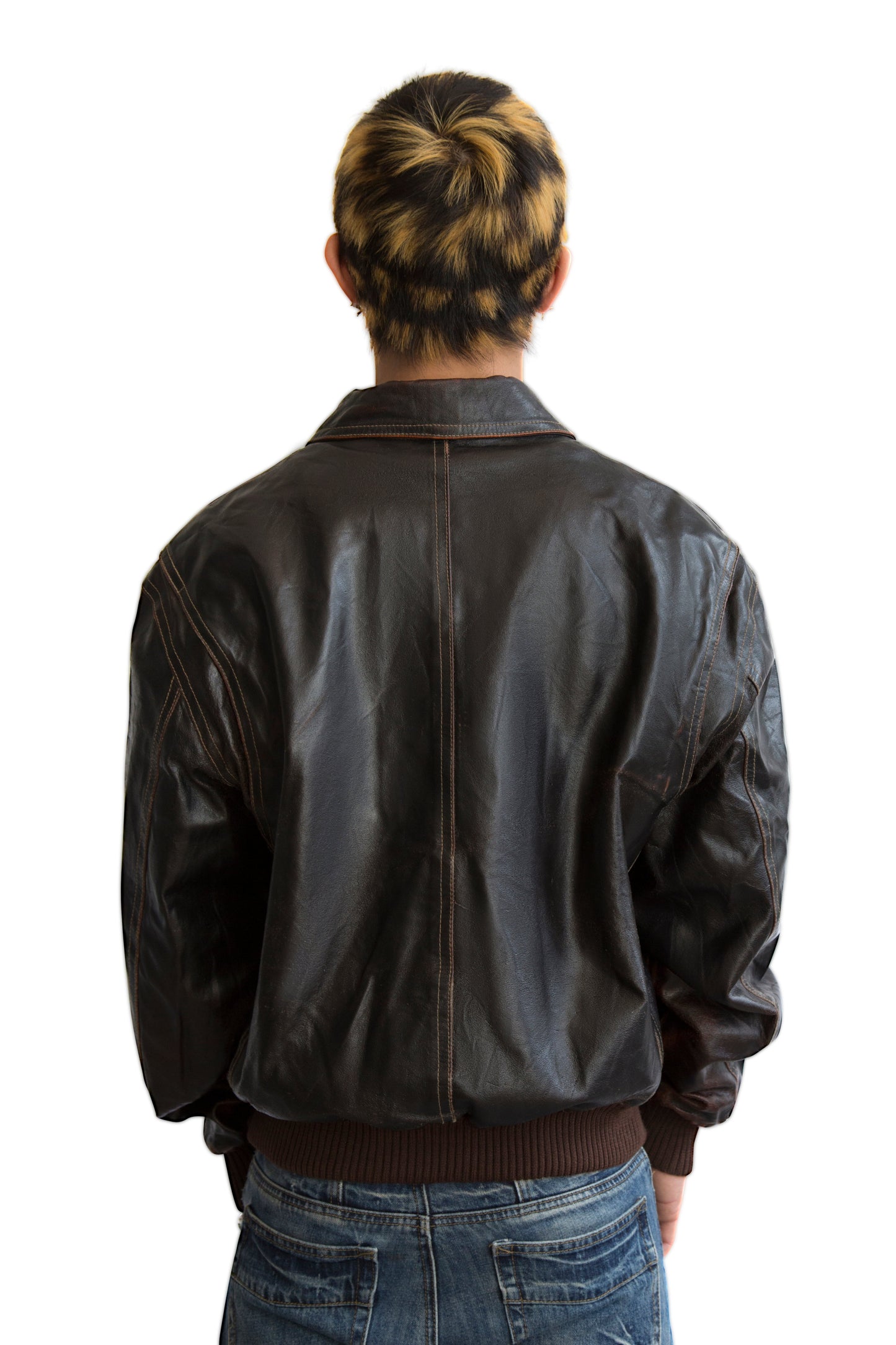 Sergio Valentino Distressed Orange Leather Jacket