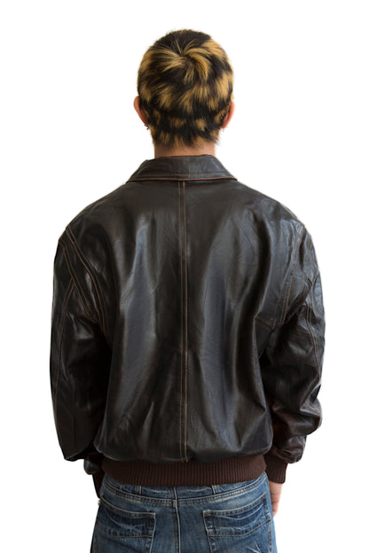 Sergio Valentino Distressed Orange Leather Jacket