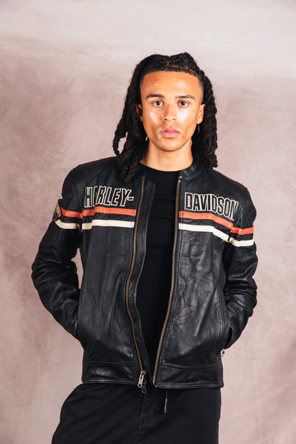 1990's Harley Davidson Spellout Leather Jacket | Medium, Red
