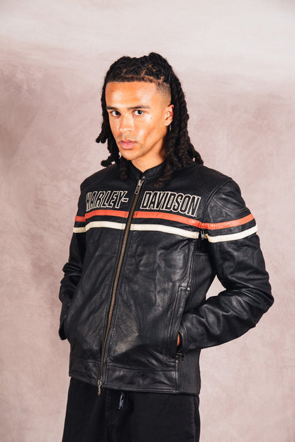 1990's Harley Davidson Spellout Leather Jacket | Medium, Red