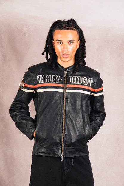 1990's Harley Davidson Spellout Leather Jacket | Medium, Red