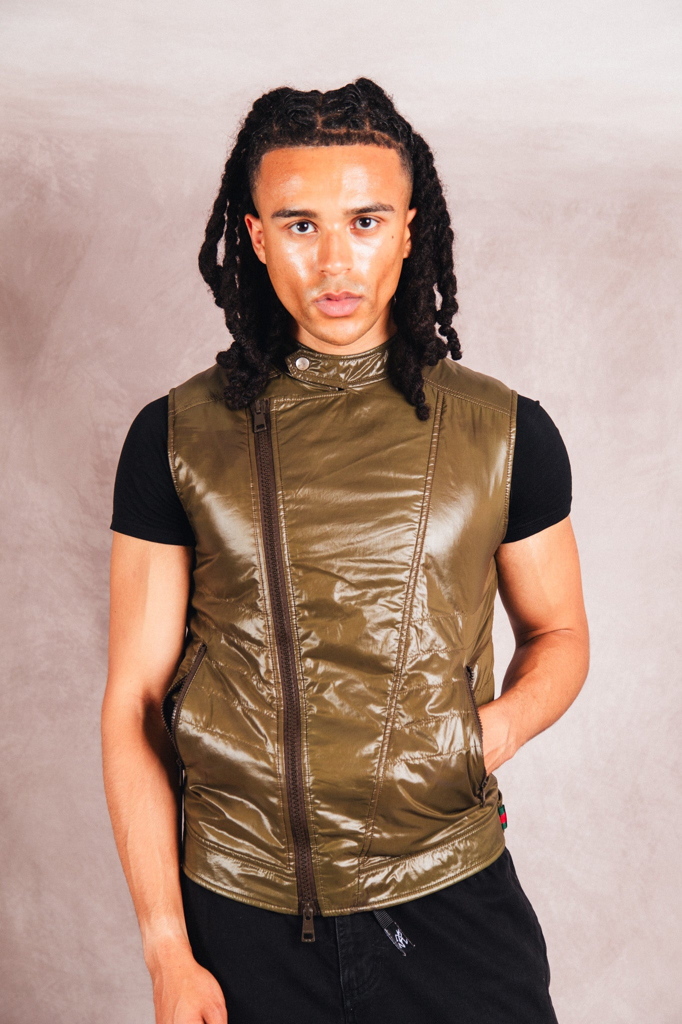 F/W 2009 Gucci Asymmetrical Insulated Biker Vest | Medium, Multicoloured