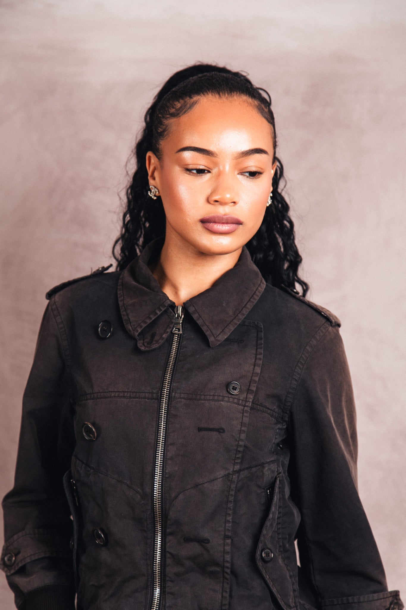 2000's Prada Distressed Cotton Bomber Jacket | Extra Small, Red