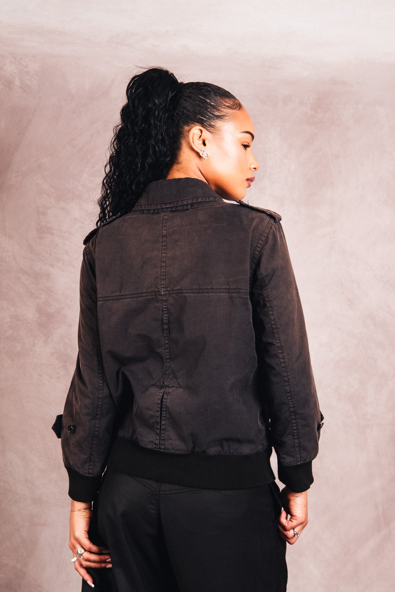 2000's Prada Distressed Cotton Bomber Jacket | Extra Small, Red