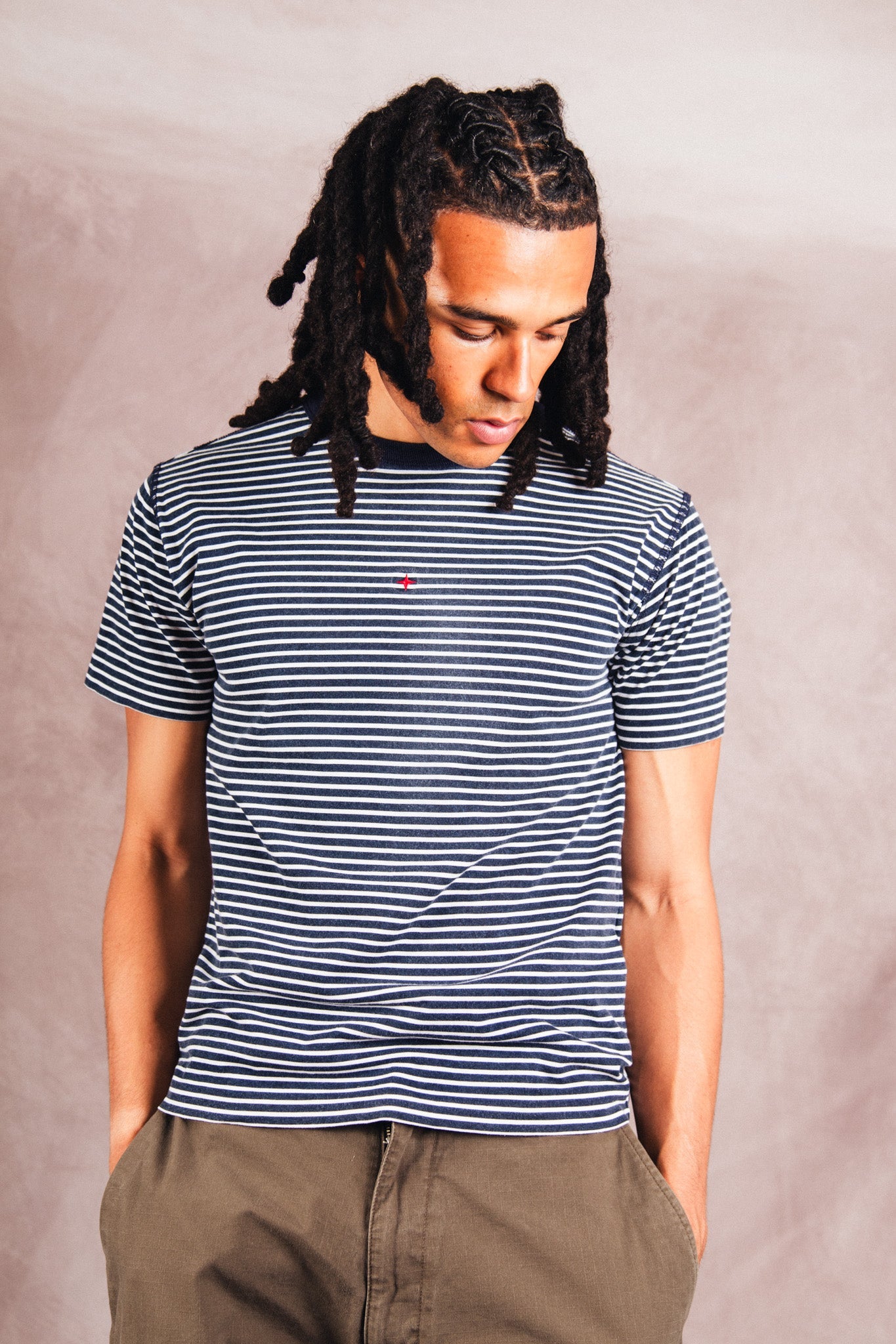 S/S 2019 Stone Island Marina Navy Stripe Graphic Tee | Medium, Multicoloured