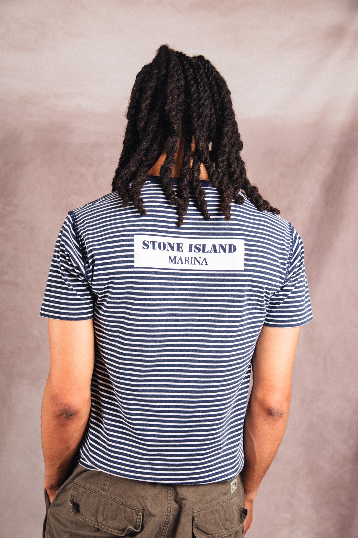 S/S 2019 Stone Island Marina Navy Stripe Graphic Tee | Medium, Multicoloured