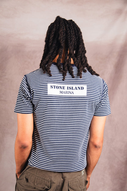 S/S 2019 Stone Island Marina Navy Stripe Graphic Tee | Medium, Multicoloured