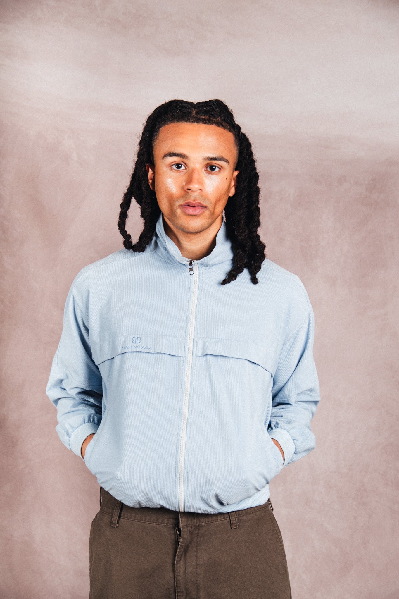 1980's Balenciaga Korean Release Baby Blue Track Jacket | Medium, Multicoloured