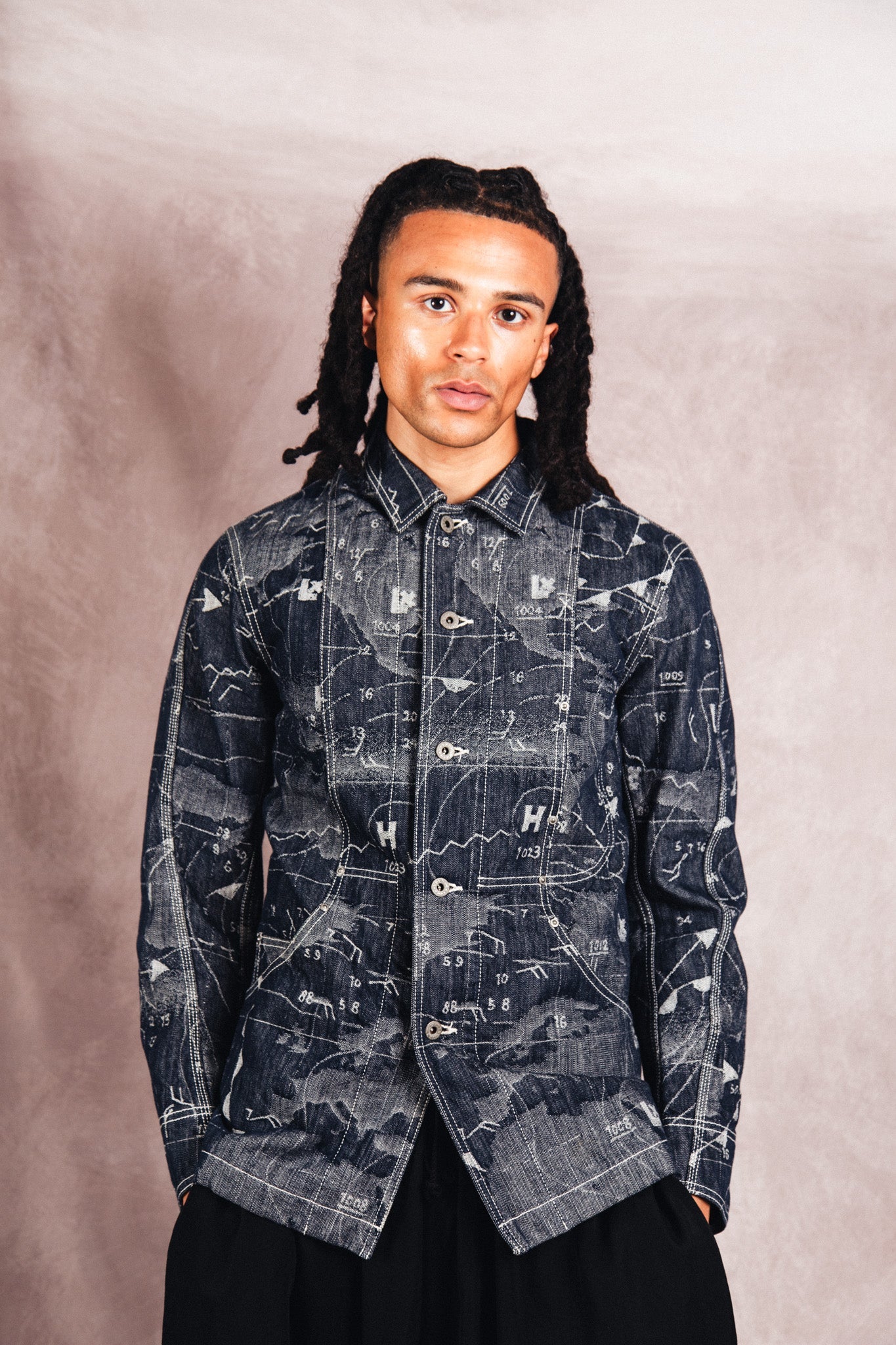 S/S 2008 Issey Miyake APOC Cartography Woven Denim Work Jacket | Small, Multicoloured