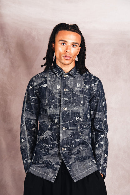 S/S 2008 Issey Miyake APOC Cartography Woven Denim Work Jacket | Small, Multicoloured