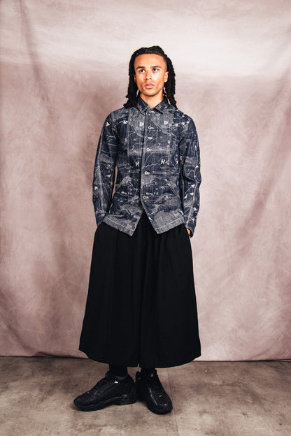 S/S 2008 Issey Miyake APOC Cartography Woven Denim Work Jacket | Small, Multicoloured