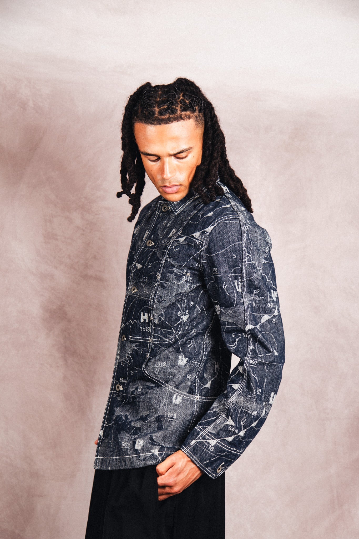 S/S 2008 Issey Miyake APOC Cartography Woven Denim Work Jacket | Small, Multicoloured