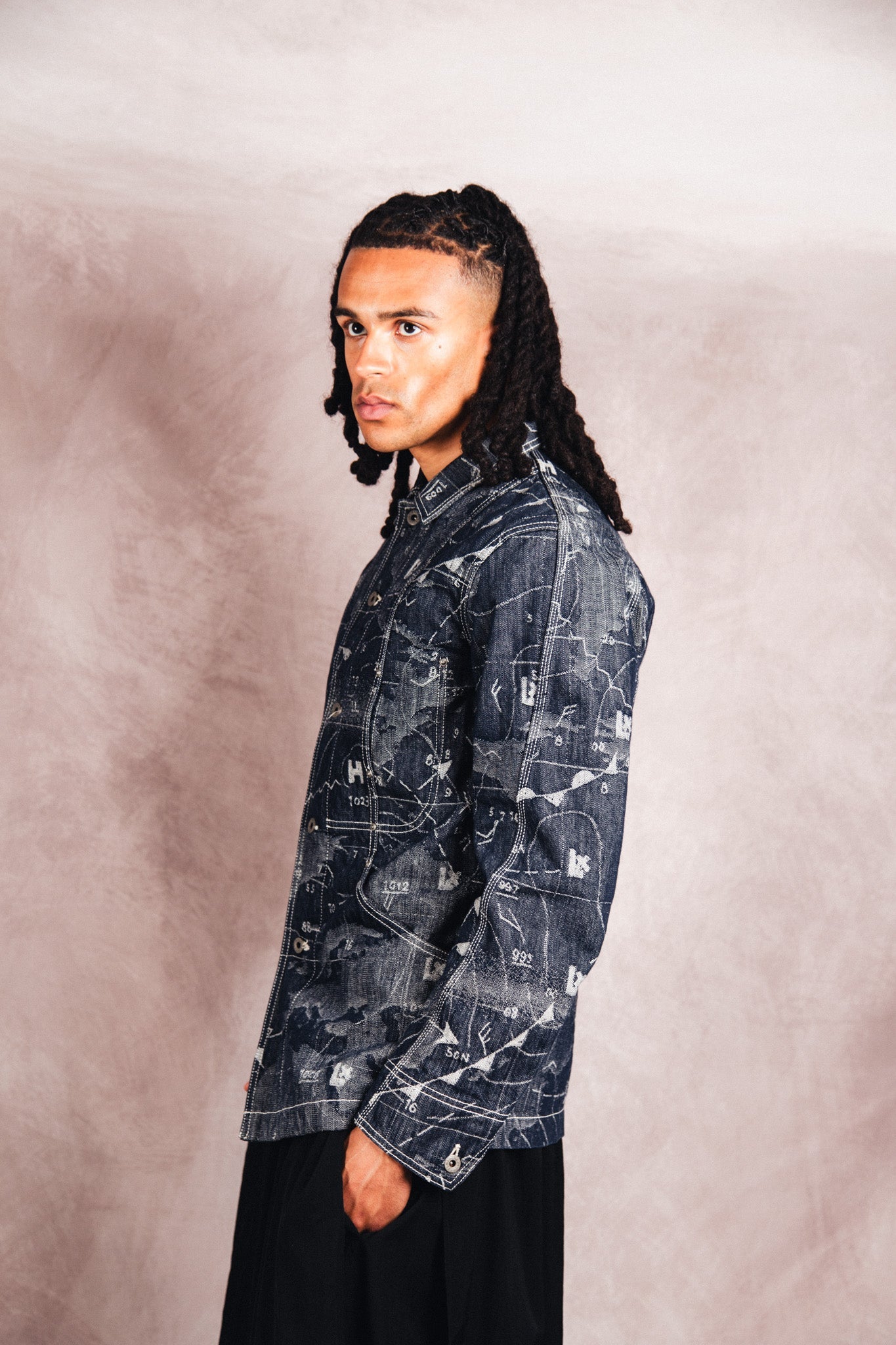 S/S 2008 Issey Miyake APOC Cartography Woven Denim Work Jacket | Small, Multicoloured