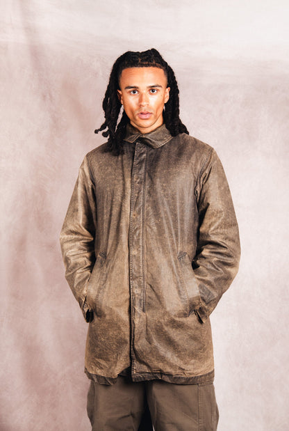 A/W 2004 C.P. Company Distressed Waxed Fleece Lined Coat | Medium, Multicoloured