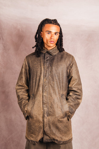 A/W 2004 C.P. Company Distressed Waxed Fleece Lined Coat | Medium, Multicoloured