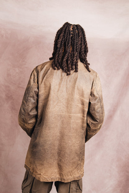 A/W 2004 C.P. Company Distressed Waxed Fleece Lined Coat | Medium, Multicoloured
