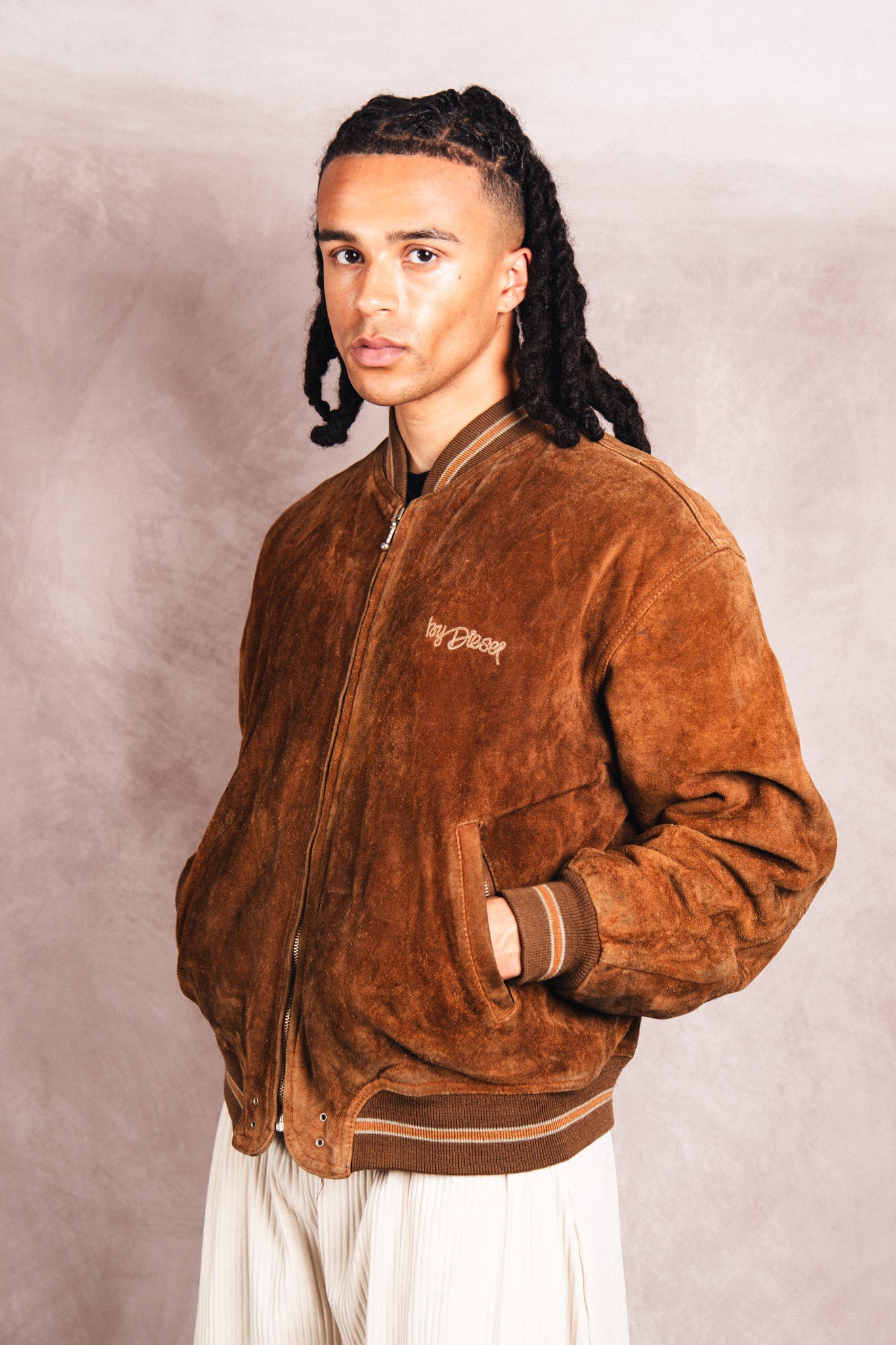 1980's Diesel Colarado Brown Suede MA-1 Bomber Jacket | Large, Multicoloured