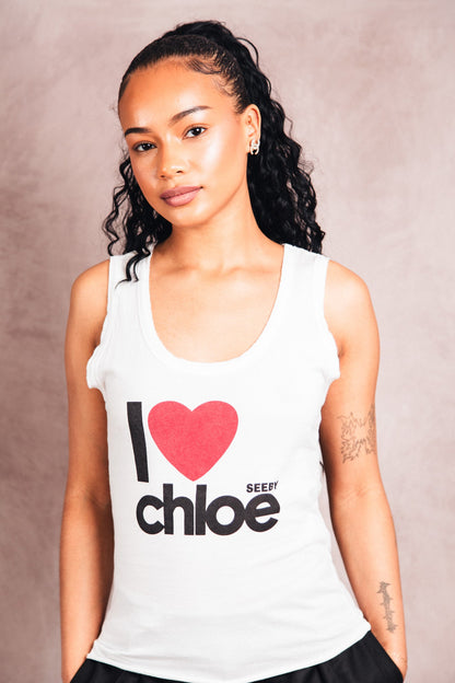 See By Chloe Raw Edge Graphic Tank Vest | Small, Multicoloured