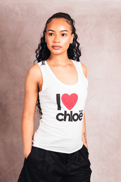 See By Chloe Raw Edge Graphic Tank Vest | Small, Multicoloured