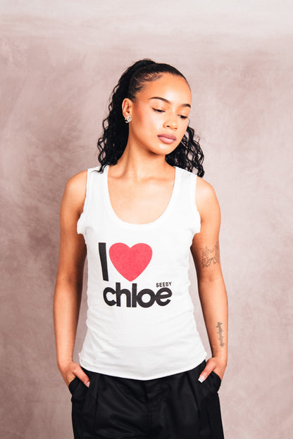 See By Chloe Raw Edge Graphic Tank Vest | Small, Multicoloured