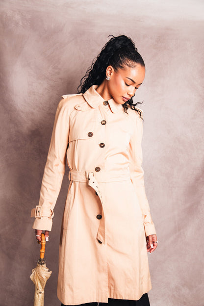 Christian Dior Beige Commander Throat Latch Belted Trench Coat | Small, Multicoloured