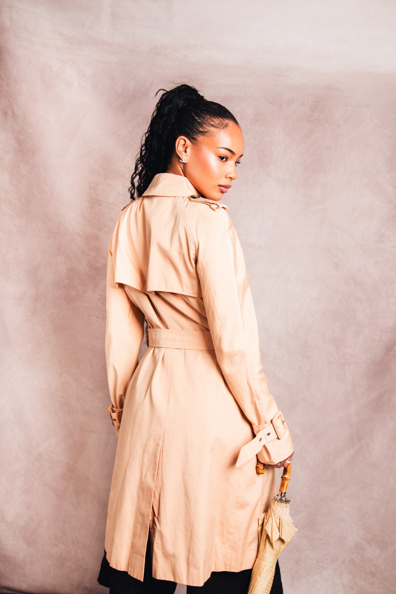 Christian Dior Beige Commander Throat Latch Belted Trench Coat | Small, Multicoloured
