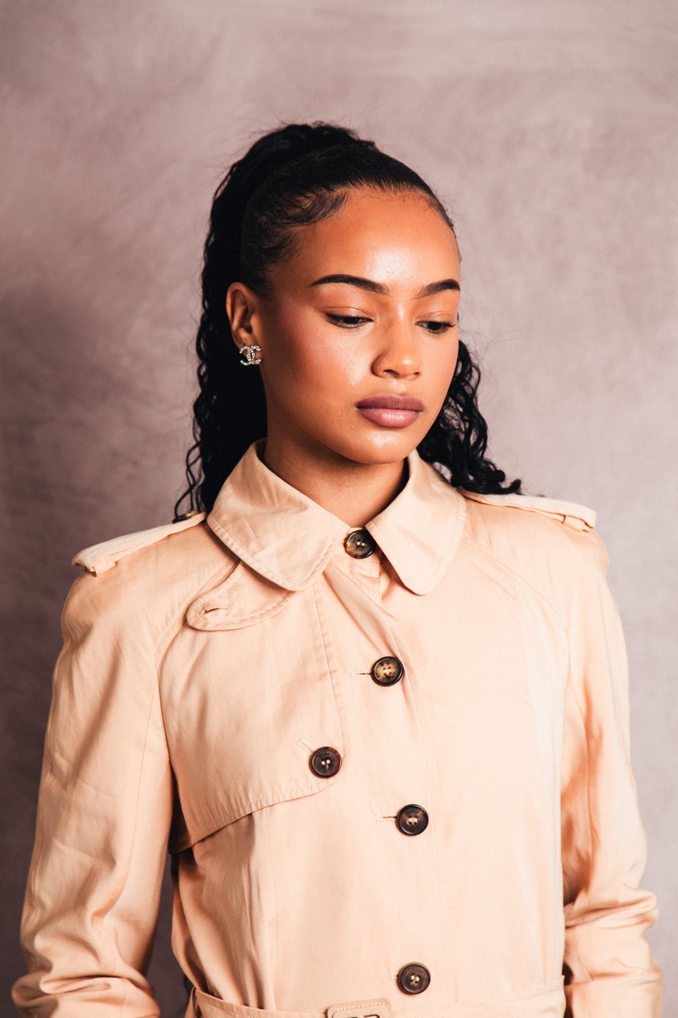 Christian Dior Beige Commander Throat Latch Belted Trench Coat | Small, Multicoloured
