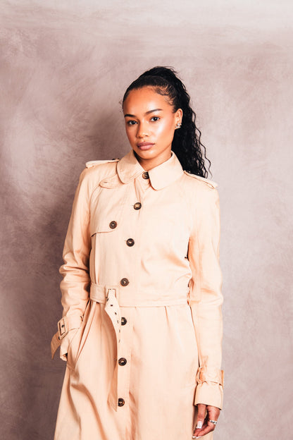 Christian Dior Beige Commander Throat Latch Belted Trench Coat | Small, Multicoloured